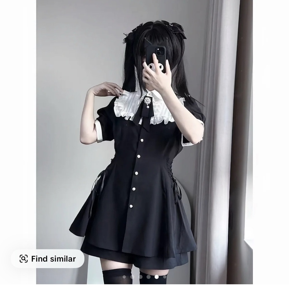 Black and White Gothic Lolita Dress, New.